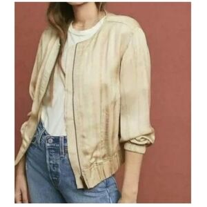 Frye Womens Mandria Bomber Jacket Small Drapey Tie Dye Zip Front w/ Pockets